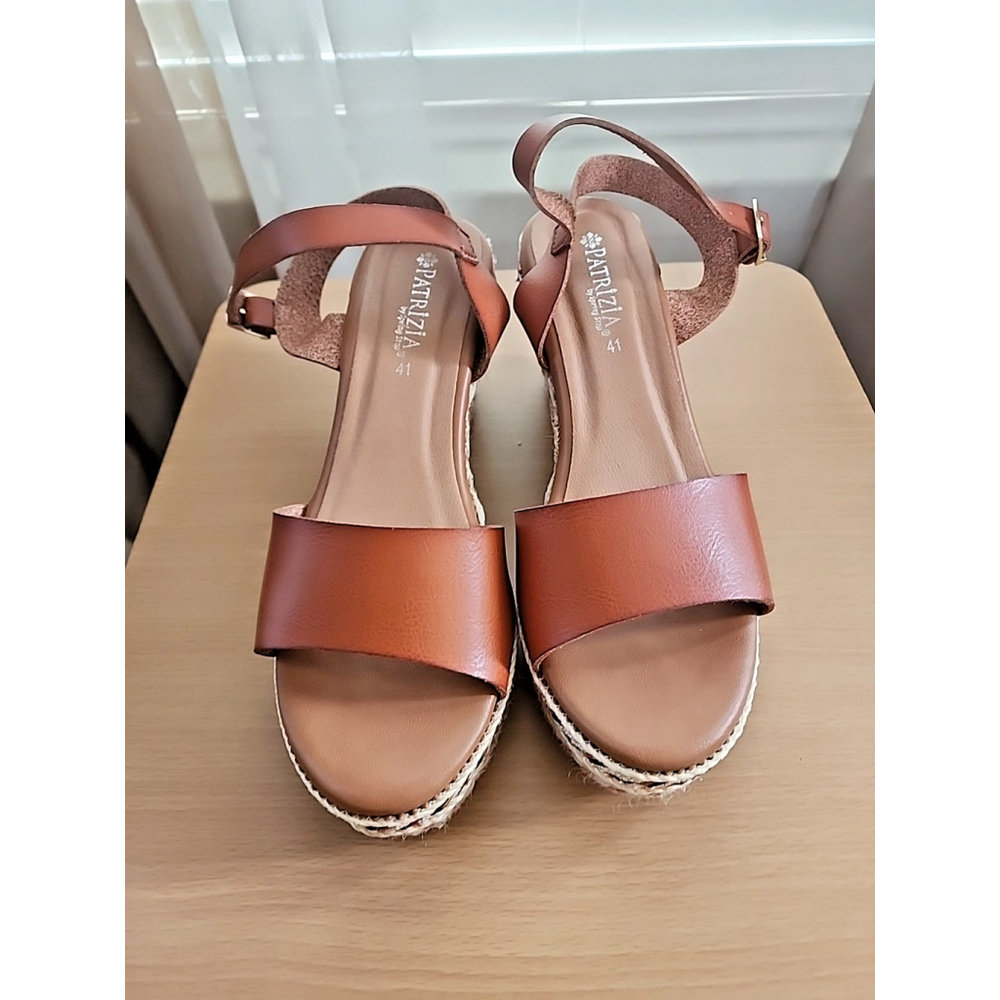 Patrizia Tisch Woven Pink Fushia Wedge Espadrille Sandal US 9.5 EU41 Cognac - Picture 7 of 9